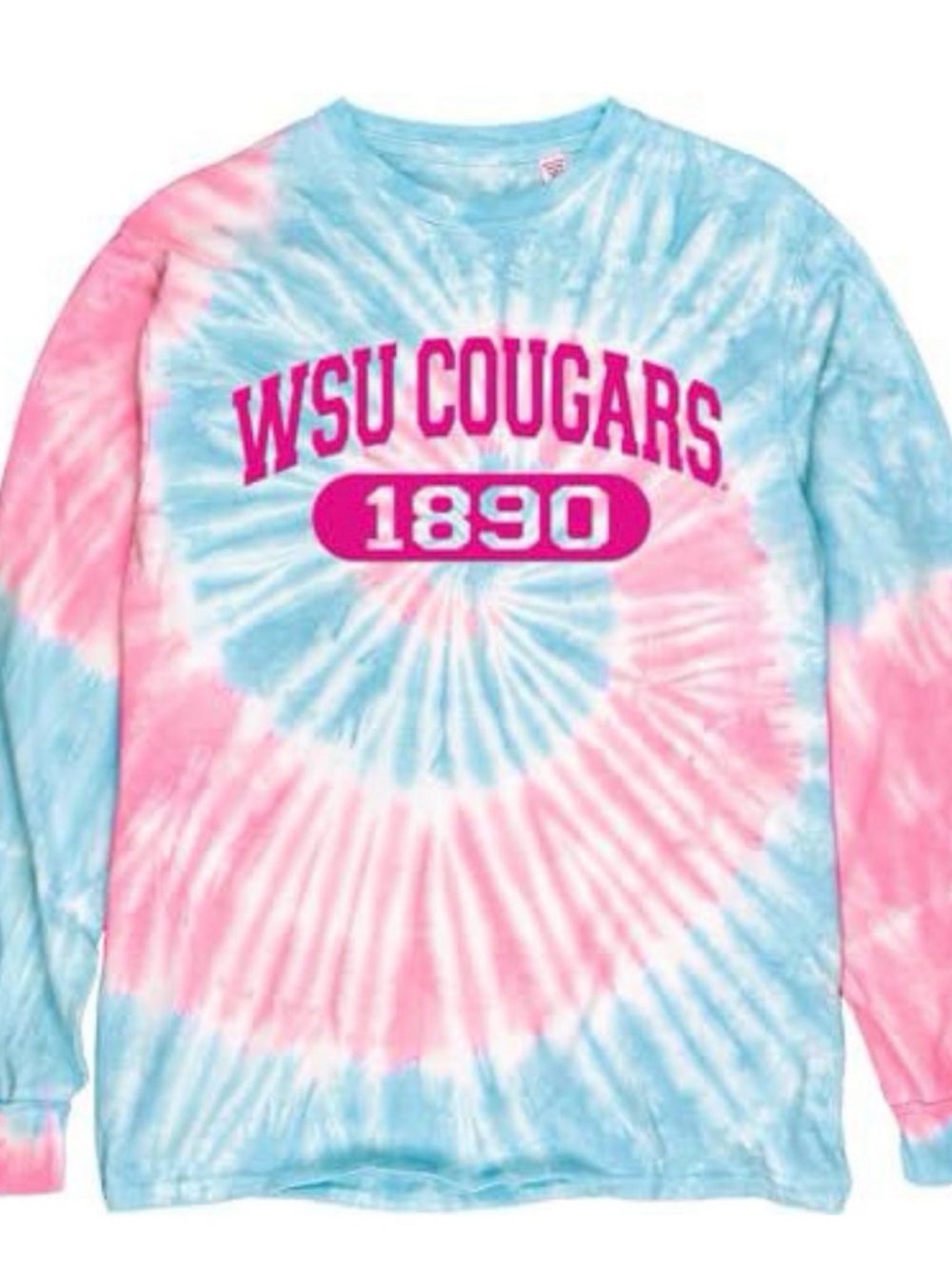 WSU Cougars 1890 Tie-Dye Long Sleeve Sweatshirt - Pink & Blue